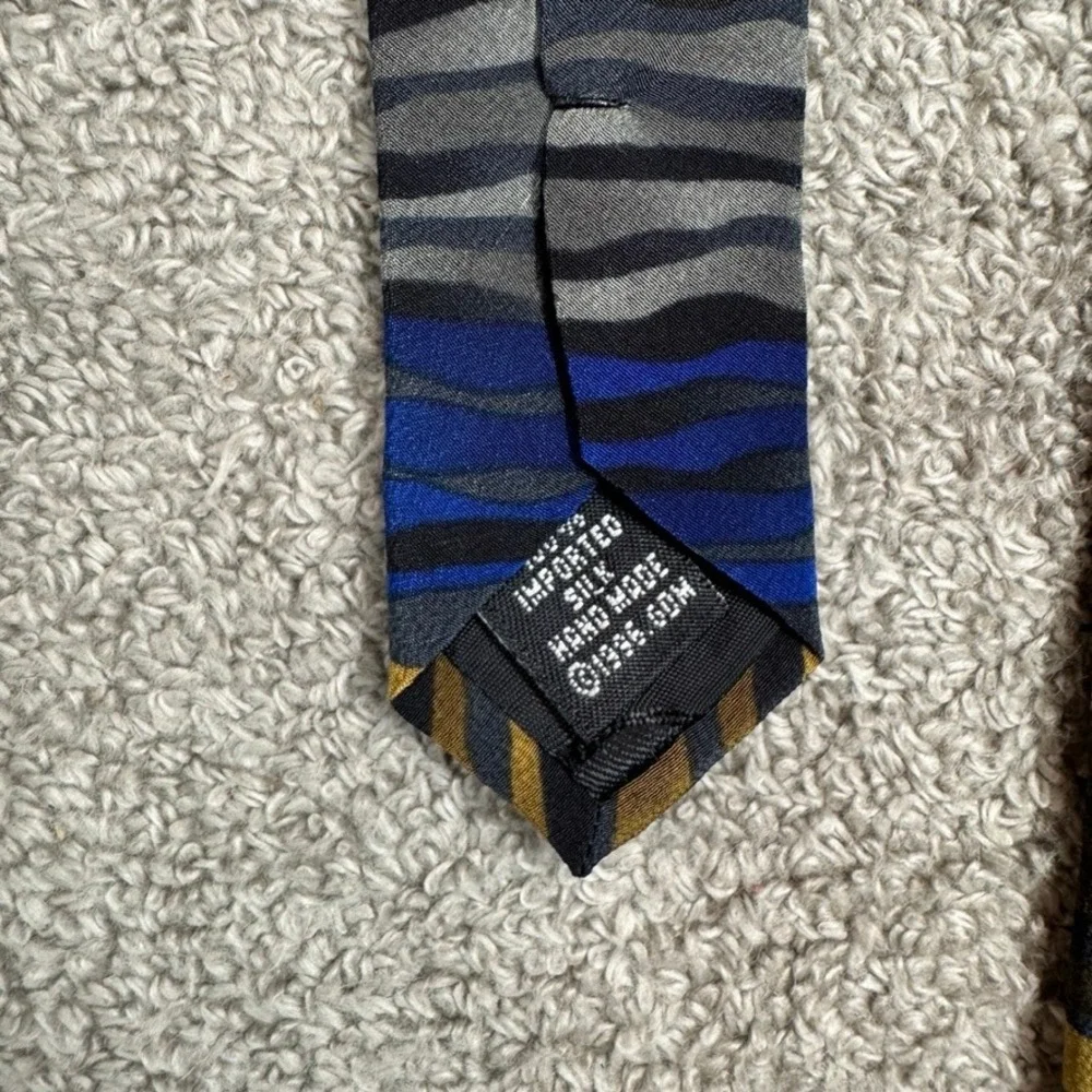 Grateful Dead Silk Tie Wake of the Flood Fifth Set Blue Gold Wavy Stripe 1996